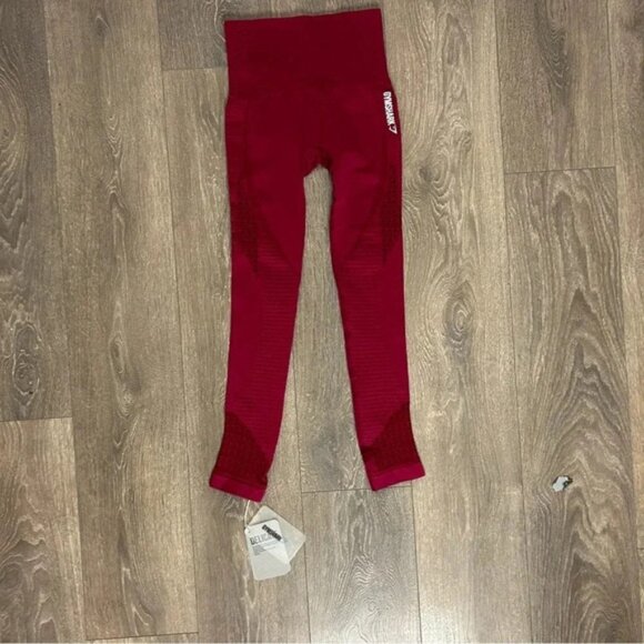 Gymshark Seamless Energy High Waisted Leggings Beet Red Full Length Size XS - Picture 9 of 16